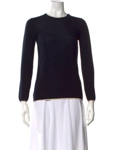Pre-owned Hermes Virgin Wool Crew Neck Sweater In Blue