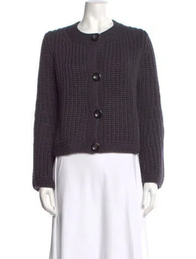 Pre-owned Hermes Virgin Wool Crew Neck Sweater In Blue
