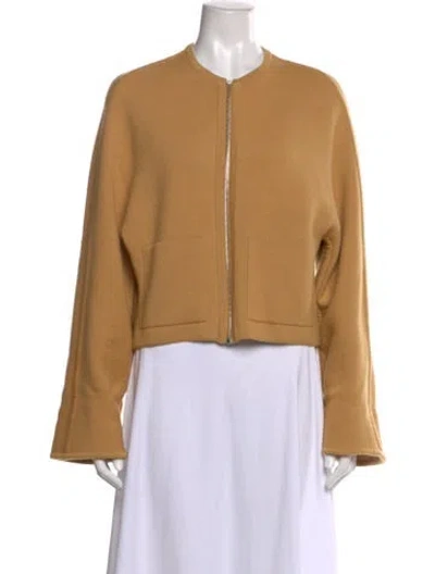 Pre-owned Hermes Virgin Wool Crew Neck Sweater In Brown