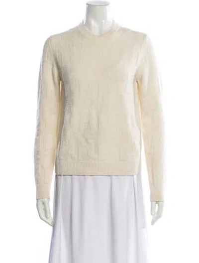 Pre-owned Hermes Virgin Wool Crew Neck Sweater In Neutral