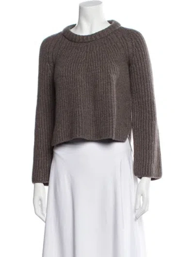 Pre-owned Hermes Virgin Wool Crew Neck Sweater In Neutral