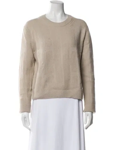 Pre-owned Hermes Virgin Wool Crew Neck Sweater In Neutral