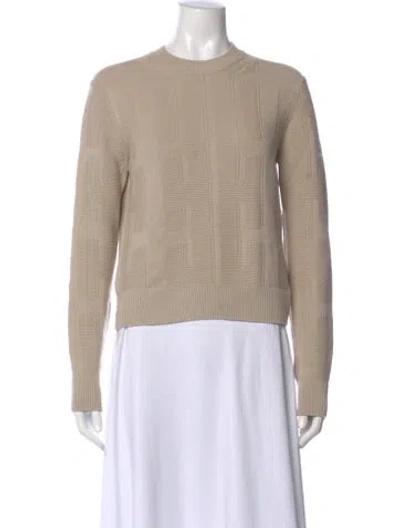 Pre-owned Hermes Virgin Wool Crew Neck Sweater In Neutral