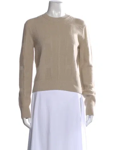 Pre-owned Hermes Virgin Wool Crew Neck Sweater In Neutral