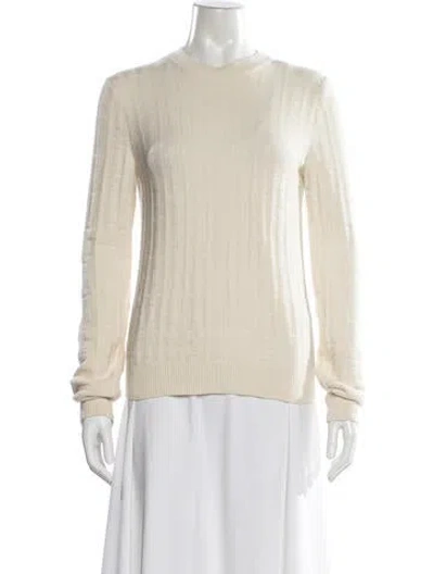 Pre-owned Hermes Virgin Wool Crew Neck Sweater In Neutral