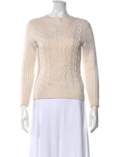 Pre-owned Hermes Virgin Wool Crew Neck Sweater In Neutral