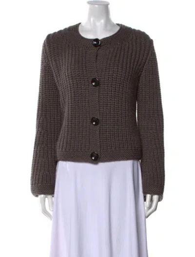 Pre-owned Hermes Virgin Wool Crew Neck Sweater In Neutral
