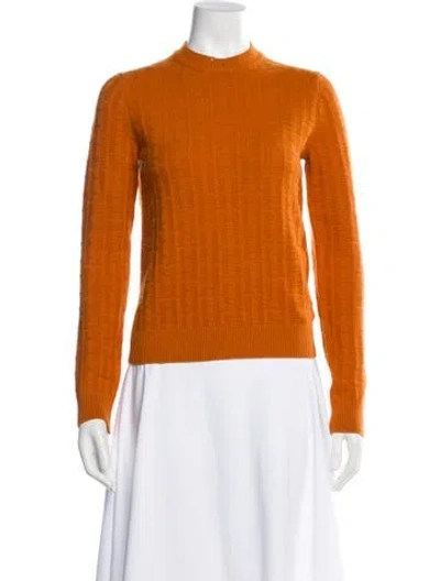Pre-owned Hermes Virgin Wool Crew Neck Sweater In Orange