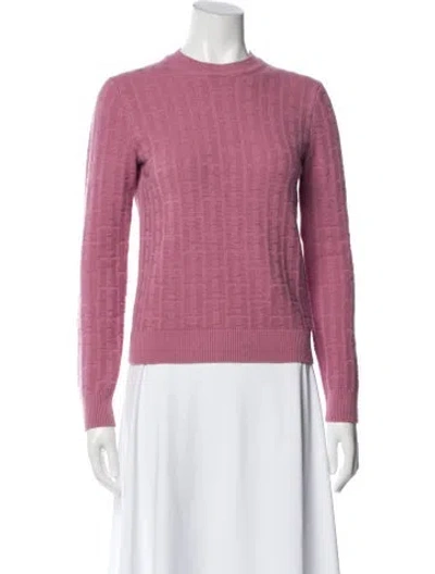 Pre-owned Hermes Virgin Wool Crew Neck Sweater In Pink