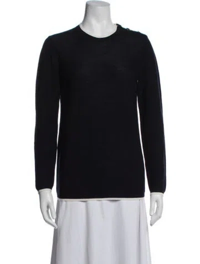 Pre-owned Hermes Virgin Wool Crew Neck Top In Blue