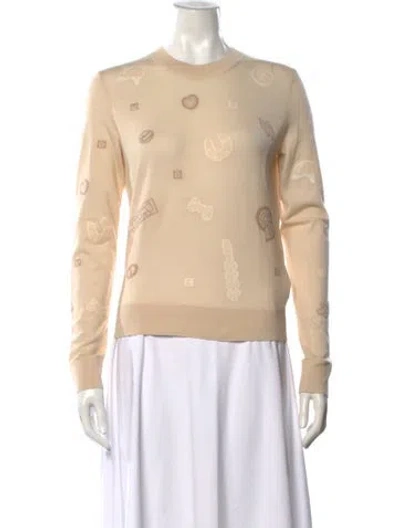 Pre-owned Hermes Virgin Wool Graphic Print Sweater In Neutral