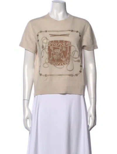 Pre-owned Hermes Virgin Wool Graphic Print T-shirt In Neutral