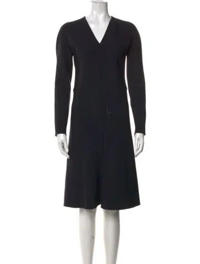 Pre-owned Hermes Virgin Wool Knee-length Dress In Black