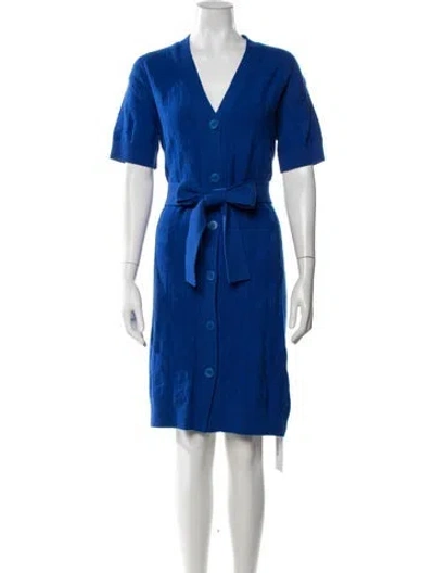 Pre-owned Hermes Virgin Wool Knee-length Dress In Blue