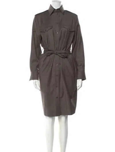 Pre-owned Hermes Virgin Wool Knee-length Dress In Gray