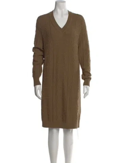 Pre-owned Hermes Virgin Wool Knee-length Dress In Green