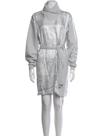 Pre-owned Hermes Virgin Wool Knee-length Dress In Multicolor
