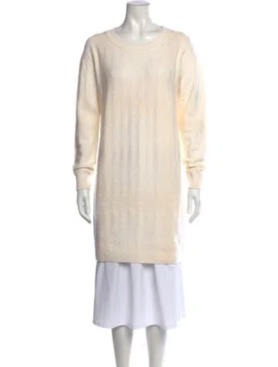 Pre-owned Hermes Virgin Wool Knee-length Dress In Neutrals