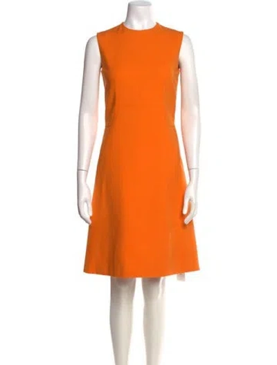 Pre-owned Hermes Virgin Wool Knee-length Dress In Orange