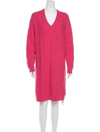 Pre-owned Hermes Virgin Wool Knee-length Dress In Pink