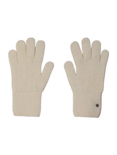 Pre-owned Hermes Virgin Wool Knitted H Gloves In White