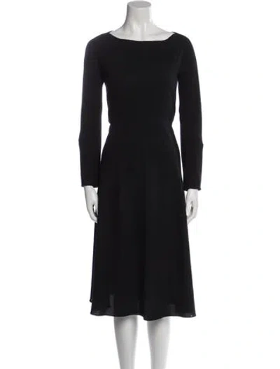 Pre-owned Hermes Virgin Wool Midi Length Dress In Black