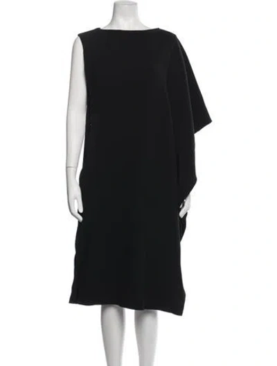 Pre-owned Hermes Virgin Wool Midi Length Dress In Black