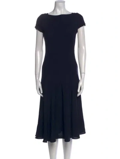 Pre-owned Hermes Virgin Wool Midi Length Dress In Blue