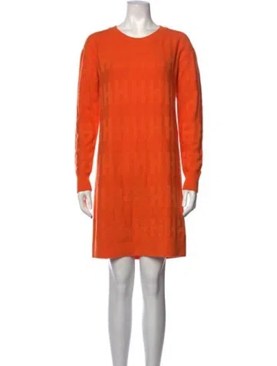 Pre-owned Hermes Virgin Wool Midi Length Dress In Orange
