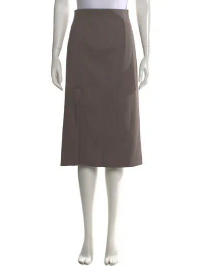 Pre-owned Hermes Virgin Wool Midi Length Skirt In Gray