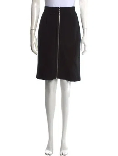 Pre-owned Hermes Virgin Wool Midi Length Skirt W/ Tags In Black