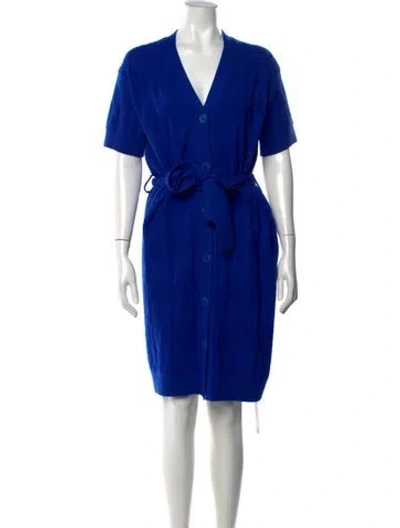 Pre-owned Hermes Virgin Wool Mini Dress In Blue