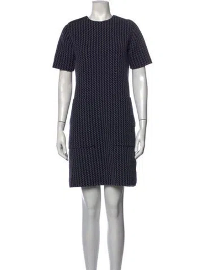 Pre-owned Hermes Virgin Wool Mini Dress In Blue