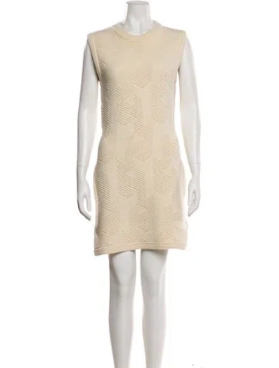 Pre-owned Hermes Virgin Wool Mini Dress In Neutral