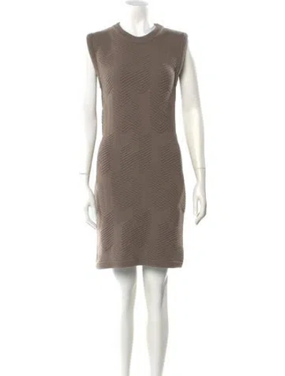 Pre-owned Hermes Virgin Wool Mini Dress In Neutral