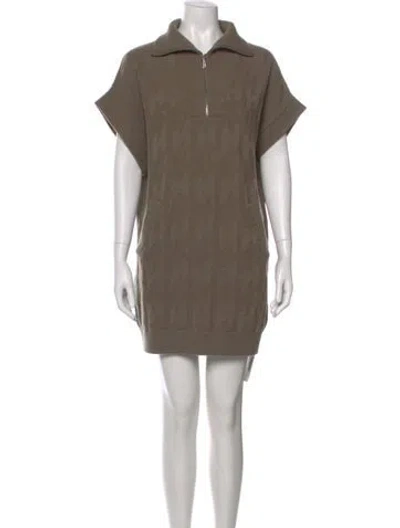 Pre-owned Hermes Virgin Wool Mini Dress In Neutral