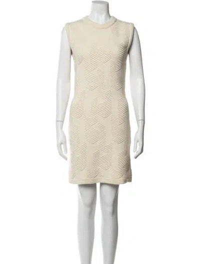 Pre-owned Hermes Virgin Wool Mini Dress In Neutrals