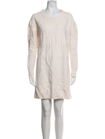 Pre-owned Hermes Virgin Wool Mini Dress In Neutrals