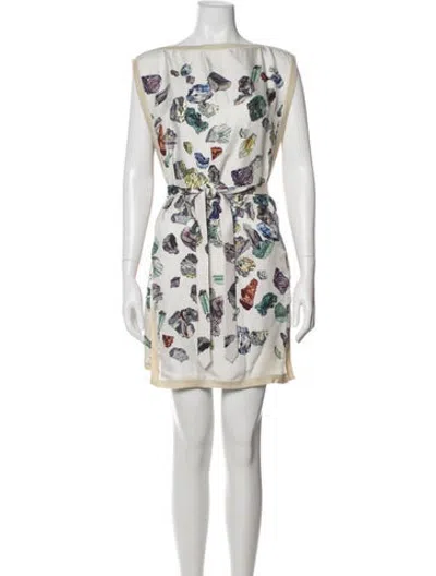 Pre-owned Hermes Virgin Wool Mini Dress In White
