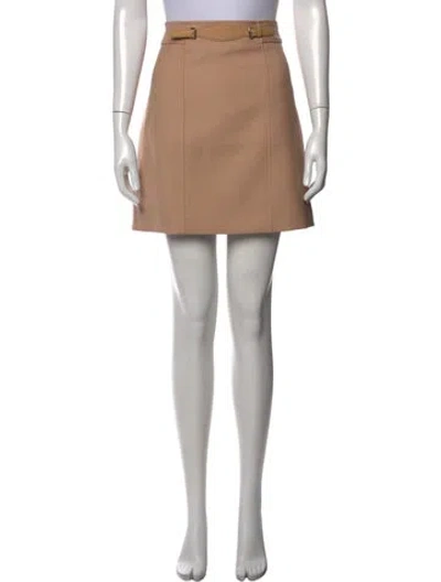Pre-owned Hermes Virgin Wool Mini Skirt In Neutrals