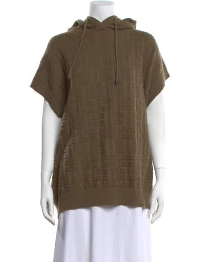 Pre-owned Hermes Virgin Wool Mock Neck Sweater In Green