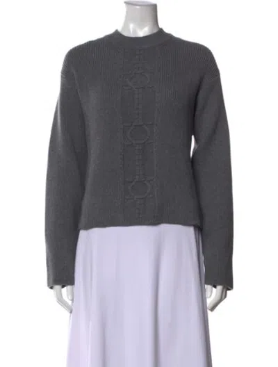 Pre-owned Hermes Virgin Wool Mock Neck Sweater W/ Tags In Grey