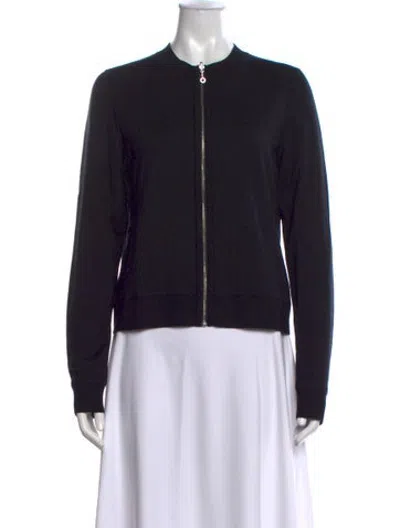 Pre-owned Hermes Virgin Wool Open Front Sweater In Black