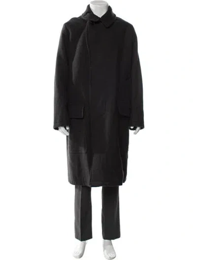 Pre-owned Hermes Virgin Wool Overcoat In Gray