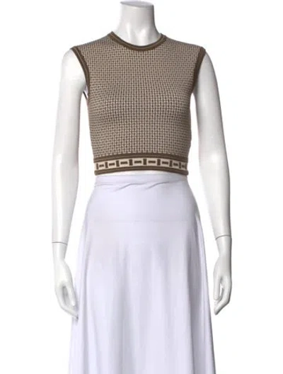 Pre-owned Hermes Virgin Wool Patterned Crop Top In Neutral