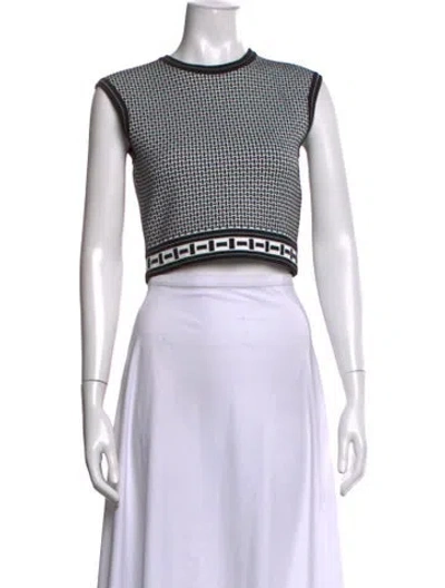 Pre-owned Hermes Virgin Wool Patterned Crop Top In White
