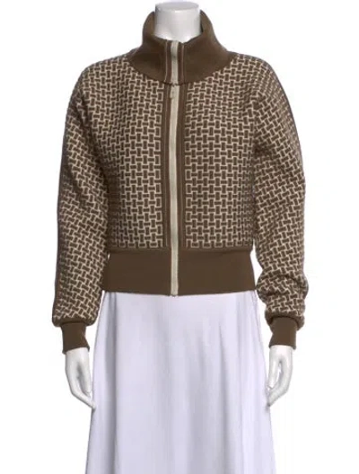 Pre-owned Hermes Virgin Wool Patterned Sweater In Brown
