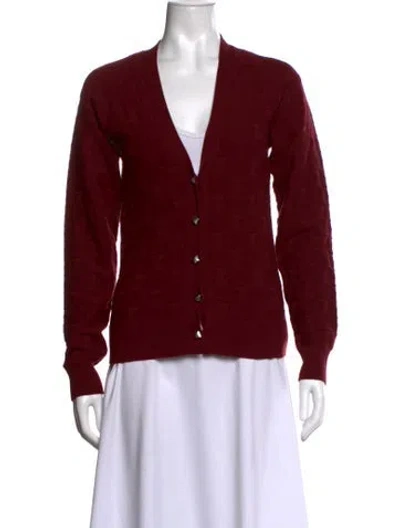 Pre-owned Hermes Virgin Wool Patterned Sweater In Burgundy
