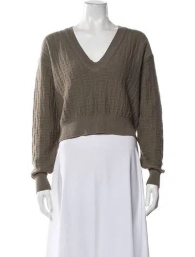 Pre-owned Hermes Virgin Wool Patterned Sweater In Green