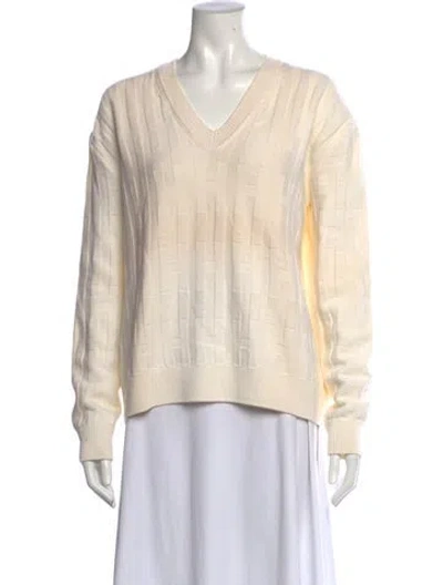 Pre-owned Hermes Virgin Wool Patterned Sweater In Neutrals